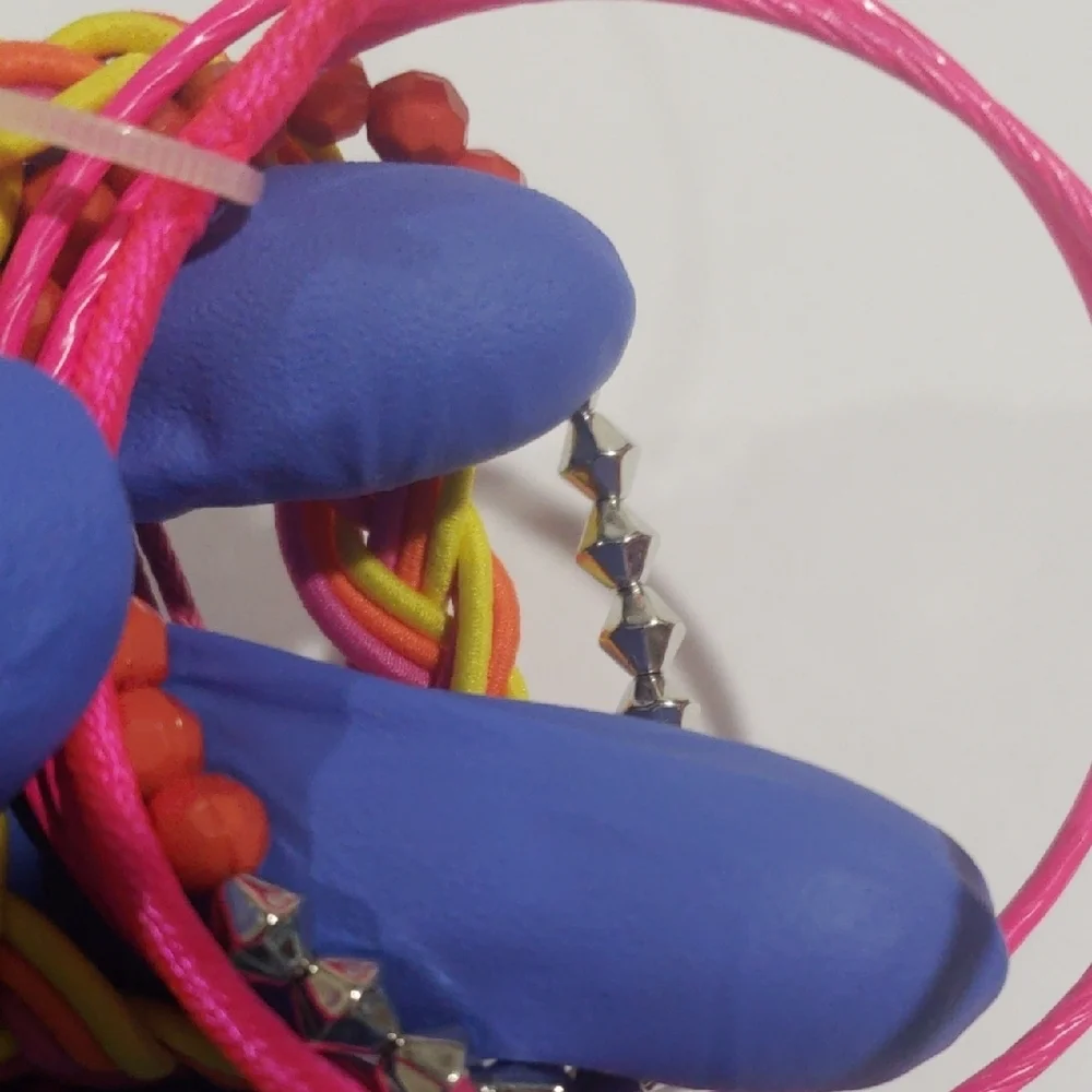 Set of 6 Colorful Mix Bangle & Stretch Bracelets with a Vibrant Peace Sign